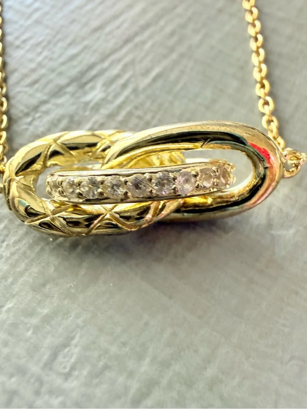 Judith Ripka 14k Gold Clad 925 Sterling  Knot Link Bracelet Crystal Accent NEW